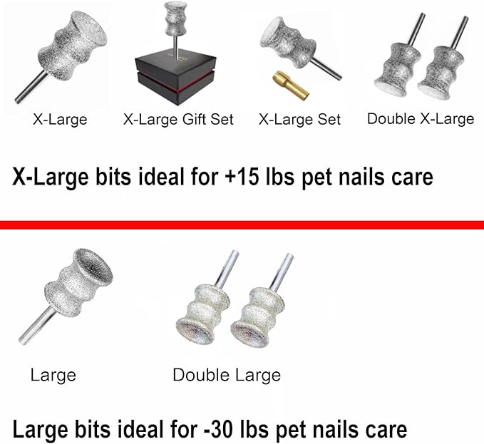 Diamond Rotary Grinder Bits for Dog - Pet Nail Grinder Attachment - 1/8" Replacement Grinder Wheel for Dremel - Pet Nail File & Clippers for Medium Large Dogs (XL)