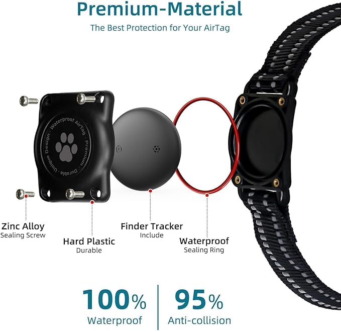 GPS Tracker for Dogs (2 Pack), Mini GPS Cat Tracker, Smart Pet Activity Tracker (iOS Only), No Monthly Fee, Compatible with Apple Find My, Anti-Lost, Finder Tag for Vehicles/Pets/Kids/Items