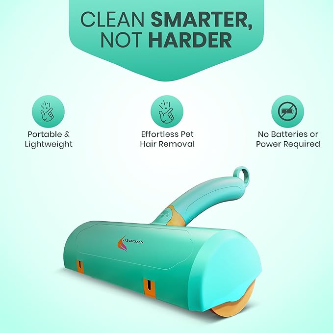 CALMZY Pet Hair Removal Tool, Reusable Lint Roller for Pet Hair, Dog Hair Remover Couch for Cleaning Rug, Carpet, Bed, Cat Hair Remover & Updated 2025, Pet Hair Remover Roller (Green and Orange)