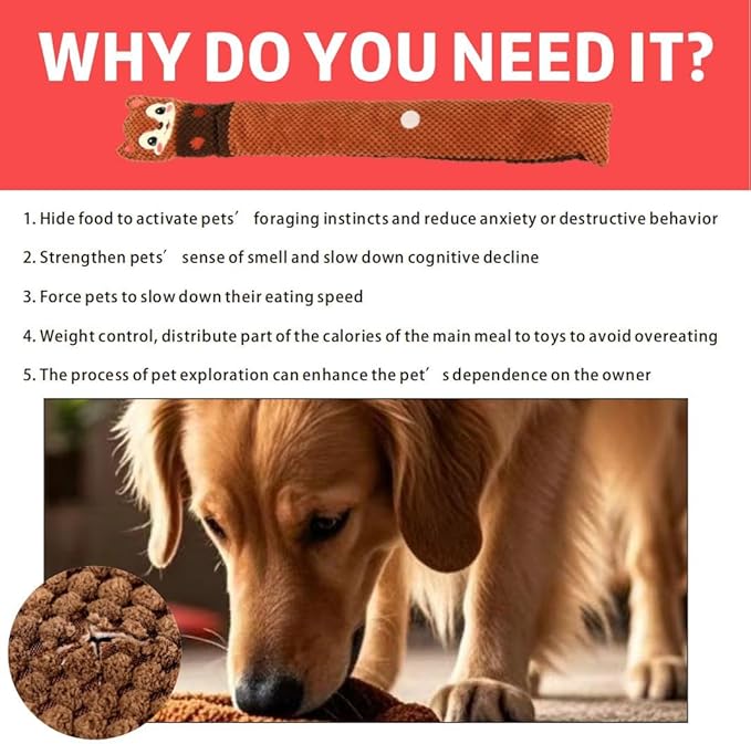 Dog Squeak Toys Pet Sniffing Tibetan Food Squirrel-Themed Hide & Seek Puzzle Toy for Pets – Interactive Snuffle Mat to Stimulate Senses, Slow Feeding & Boost IQ