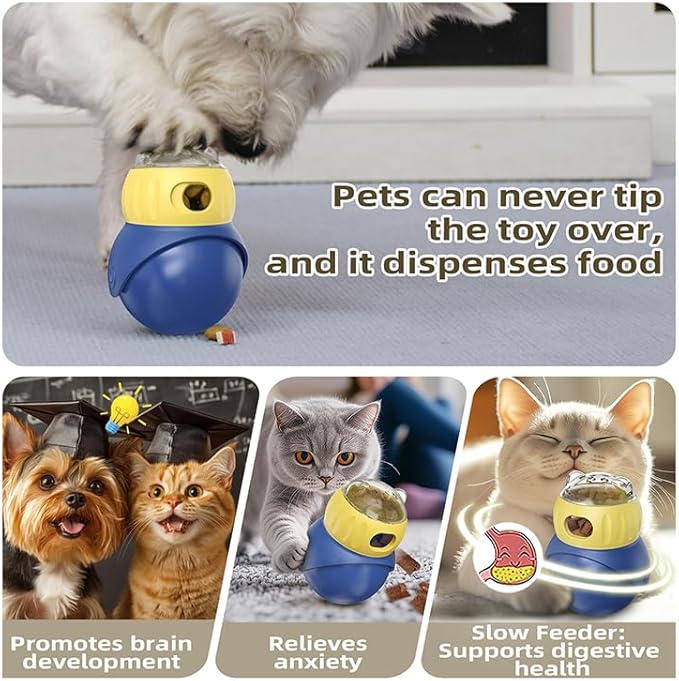 Owl-Shaped Pet Treat Food Dispenser, Adjustable Puzzle Slow Feeder, Interactive Chase Treat Ball for Cat & Dog Enrichment and Indoor Play