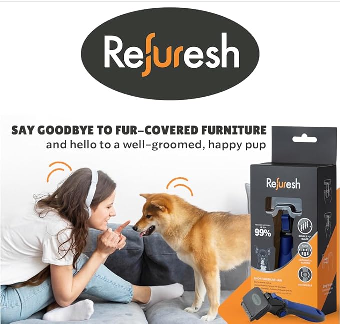 Deshedding Dog Brush for Short/Medium Hair (Large,Blue) – Gentle Deshedding Tool for Dogs & Cats – Reduces Shedding, Without damaging Topcoat. Removes Loose Fur & Dead Undercoat.