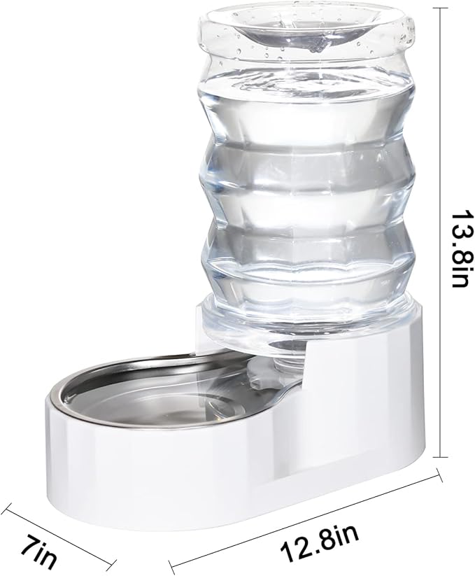 RIZZARI Automatic Dog Water Bowl Dispenser: 6L Upgraded Gravity Stainless Steel Cat Water Dispenser, Water Feeder with Two Caps and Filters for Pets Indoor/Outdoor Use by Owners