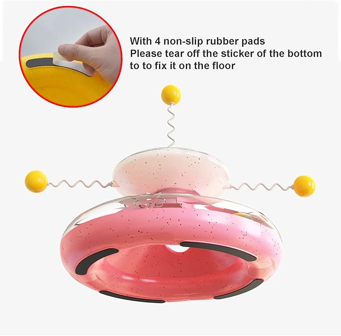 3 in 1 Interactive Cat Toy - Fidget Spinner Treat Dispenser, Windmill Food Dispenser, Slow Feeder, and Teaser Wand for Indoor Cats