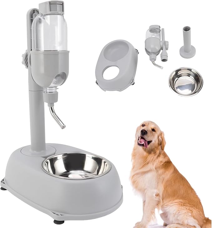 500ml Pet Standing Water Dispenser Bowl, Multifunctional Detachable Height Adjustable Pet Automatic Standing Water Feeder