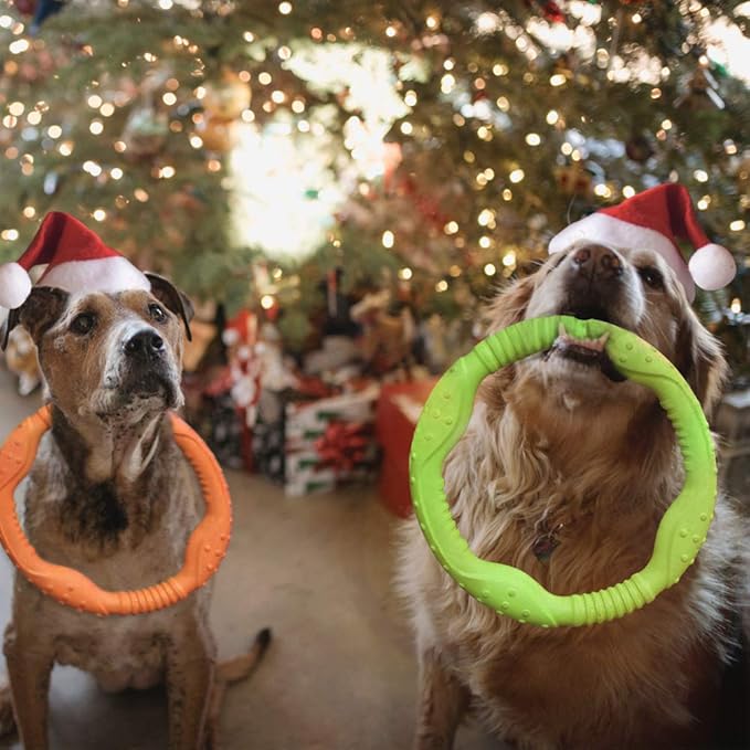 LaRoo Dog Flying Ring Toys, Floating Flying Disc ABS Durable Interactive Chew Toys for Training Outdoor Playing Puppy Medium Large Dogs (Small Green/18cm)