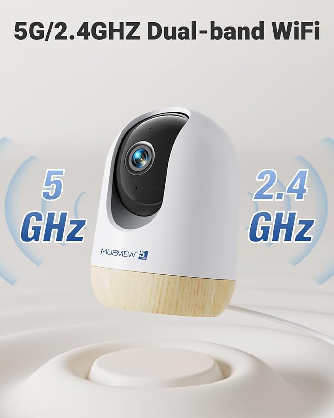 MUBVIEW 5MP Indoor Security Camera, 5/2.4G WiFi Cameras for Home Security, Pet/Dog/Baby Camera with Phone app, Plug-in, 2-Way Audio, Night Vision, Motion Detection, Auto Tracking, 4-Pack