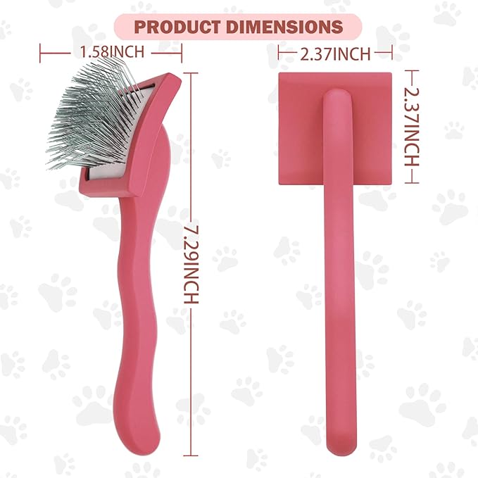 Dog Slicker Brush for Golden Doodle Grooming Kit - Dematting Brushes for Goldendoodles, Labradoodles, Poodles - Pet Hair Brush for Short & Medium Haired Dogs - Small (Red)