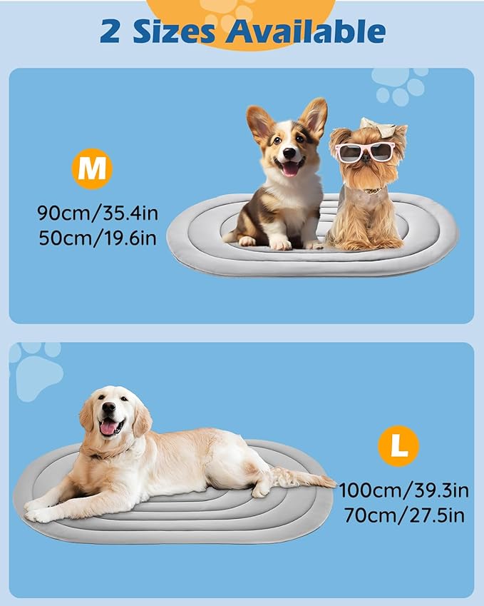 Pet Dog Cooling Mat 39“x27.5” Reversible Cooling Pad for Dogs and Cats, Comfort Ice Silk Cotton Summer Dog Bed Outdoor Indoor Washable, Ideal for Kennel Sofa Floor Car Seats