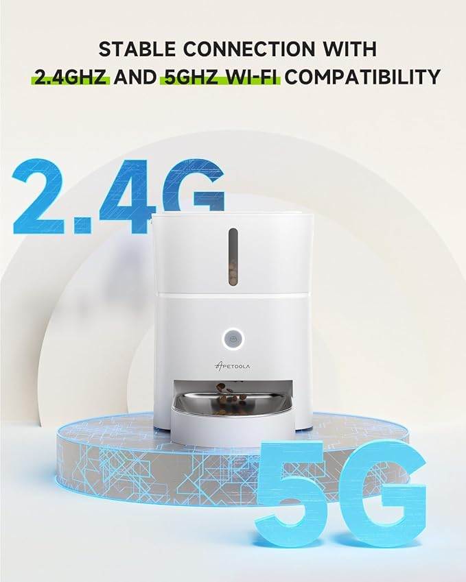 Automatic Cat Feeder+Wireless Cats Water Fountain Stainless Steel 4.5L Set,5G & 2.4G Pet Food Dispenser Feeders, Pet Dry Food, 1-10 Meals Per Day