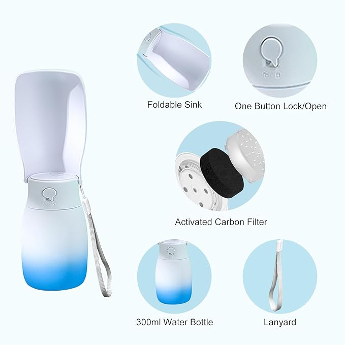 Outdoor Dog Water Bottle Portable,Food Grade Plastic Travel Water Bowl for Dogs,Dog Water Bowl Dispenser for Puppies Small Medium Large Dogs,Pet Accessories for Walking Hiking,Dog Gifts