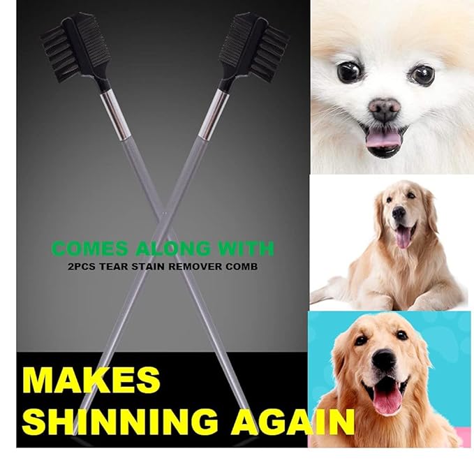 Premium Deshedder Brush for Dogs, Safe and Fast, Pro 2 in 1 Shedding Tools with Sharp Deshedding Undercoat Rake and End Rounded Dematting Comb, Great for Large Long Hair Pets (1+2pcs)