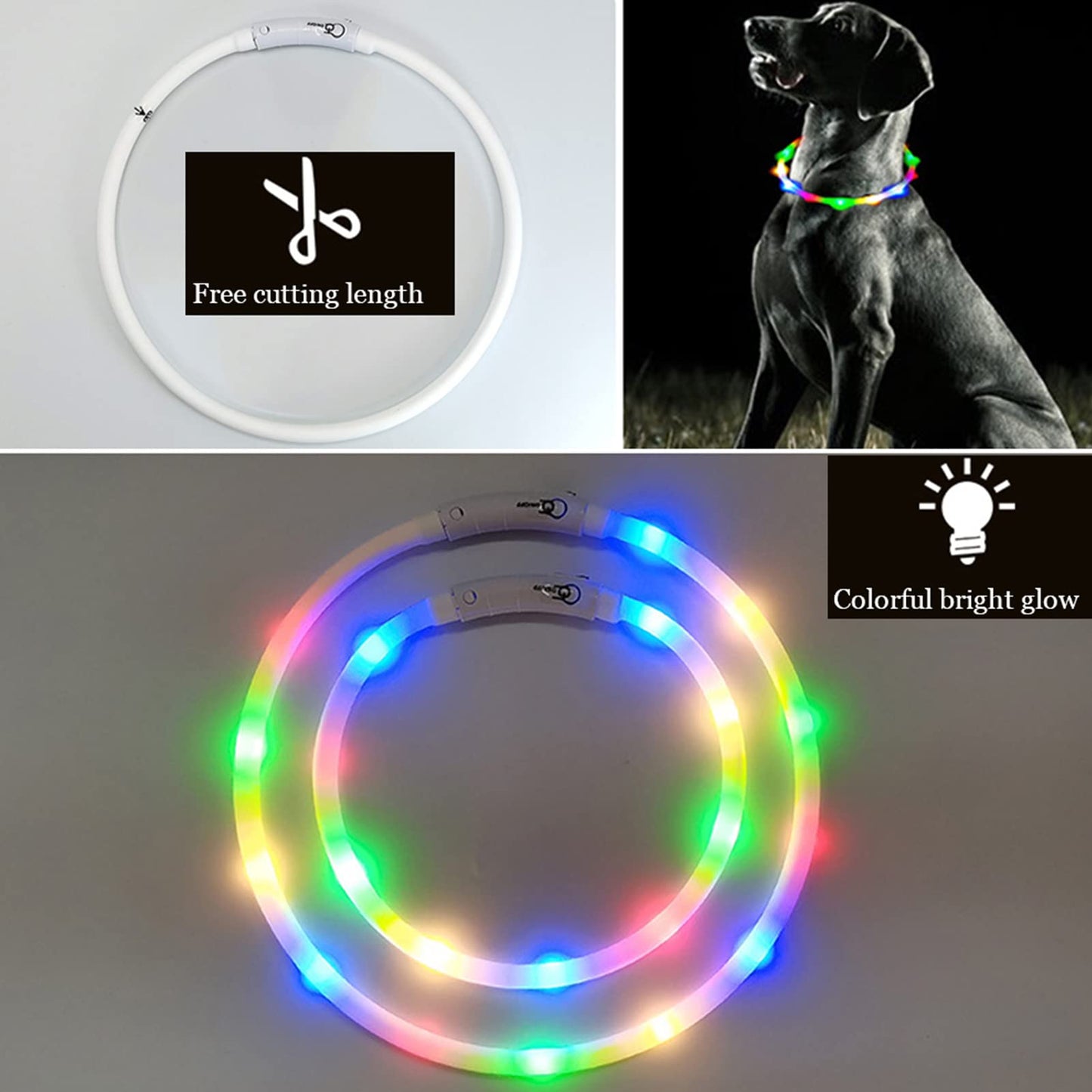 Light Up Dog Collar, Rechargeable Glowing Dog Collar, Light Dog Collar for Night Walking with 1640 FT of Visibility - Brightest LED Dog Collar Light, 3 Flashing Modes, Keeps Your Pets Safe in The Dark