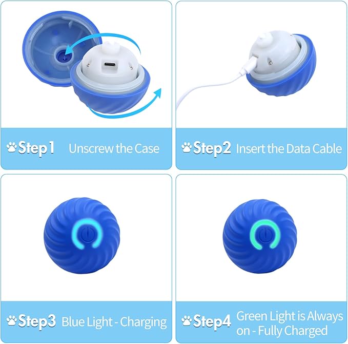 Interactive Dog Ball Toys - Smart Electric Dog Toys to Keep Them Busy with 2 Cover, Automatic Rolling and Jumping Pet Balls Ball for Dogs - Cats, Pet Interactive Toy Balls - Rechargeable, Blue