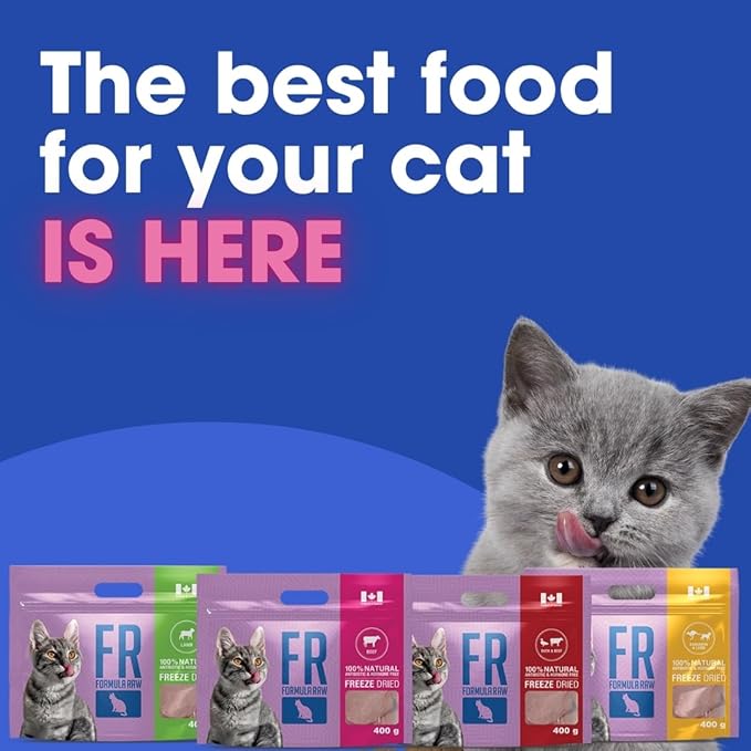 Freeze-Dried Raw Cat Food - Beef Formula, High Protein, Grain-Free, Whole Ingredients, No Additives, Meal Mixer or Topper - Supports Healthy Digestion, Coat, and Joints