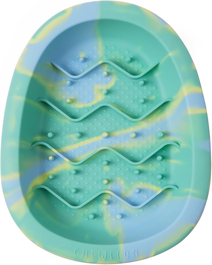 Interactive Dog&Cat Lick Mat Bowls, BPA-Free Silicone Dog Slow Feeder Bowl with Suction Cups, Non Slip Food Bowl for Dogs and Cats, Reduces Boredom and Anxiety, Dishwasher Safe, Green