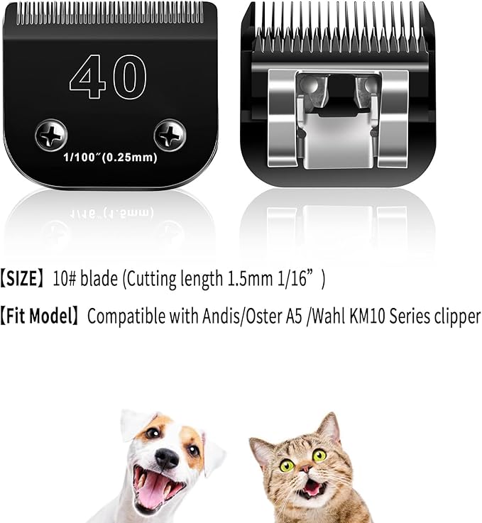 2PACK 40 Blades Dog Grooming Blades Compatible with Ainds/Oster A5/Wahl KM-10 Series Dog Clippers,Detachable Clipper Replacement Blade,Black