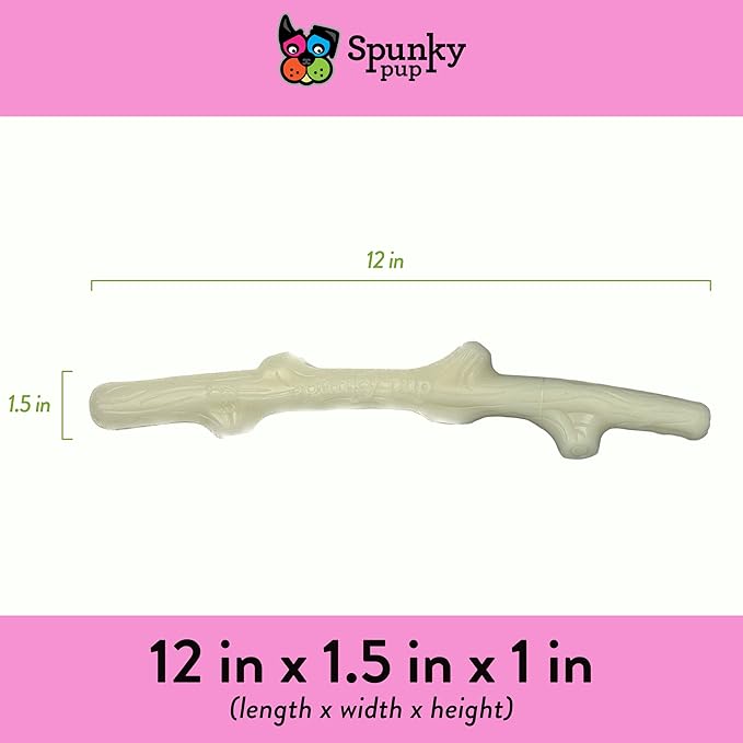 Spunky pup Glow in the Dark Stick Dog Toy Non-Toxic Waterproof Dental Texture for Teeth and Gums