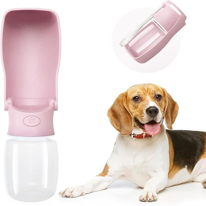 Portable Dog Water Bottle for Walking 19 OZ or 12 OZ Portable Pet Water Bottles for Puppy Small Medium Large Dogs Water Dispenser Pet Water Bowl Dog Accessories (19OZ Blue) (12OZ Pink)