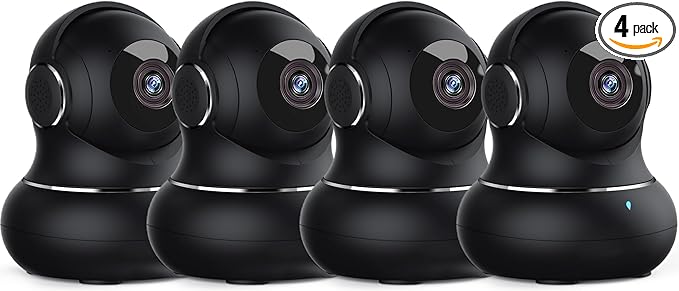 litokam 2K Indoor Security Camera, Cameras for Home Security with 360°Motion Detection, WiFi Baby Monitor for Baby/Elder/Dog, Pan/Tilt Pet Cam with Phone APP, IR Night Vision, 2-Way Audio, 4 Pack