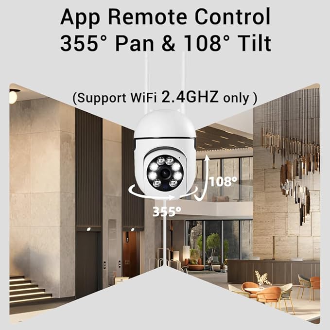 PEGATISAN 3MP WiFi Surveillance Security Camera Outdoor/Home/Dome, Pan-Tilt 360° View, 3MP, Motion Detection and Siren, 2-Way Audio,Full Color Night Vision, Waterproof