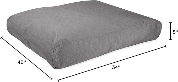 K9 Ballistics Tough Rectangle Pillow Dog Bed - Removable Cover, Washable, Durable & Water Resistant Bed for Big Dogs, Size: Large (40"x34"), Light Gray Velvet