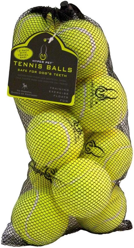 Hyper Pet Dog Tennis Balls - 12 Pack 2.5" for Exercise and Fetch; Interactive Toys; Great for Small Breeds