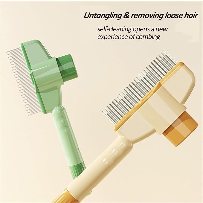 Brush For Cats 2pcs Pet Cats Dogs Brush Comb Flea Comb, With Long & Short Stainless Steel Metal Teeth Cat Combs for Indoor,for Shedding And Tangles, Self-Cleaning Pet Comb Comfort And Safety (4)