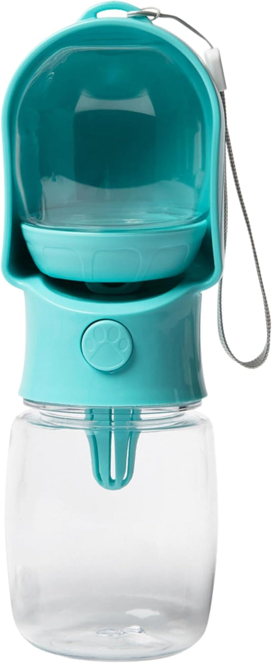 Leak Proof Portable Dog Water Bottle with Bowl – Travel Pet Water Dispenser for Walking & Hiking – Food Grade Plastic – Choose from 3 Colors (Blue, 320 ml)