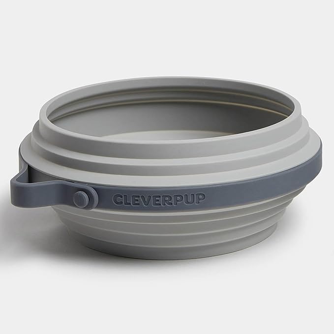 Nomad Large Collapsible Dog Bowl - 4 Cup Food-Safe Silicone Travel Bowl for Dogs, Portable & Sturdy, Food/Water, Dishwasher Safe - Grey