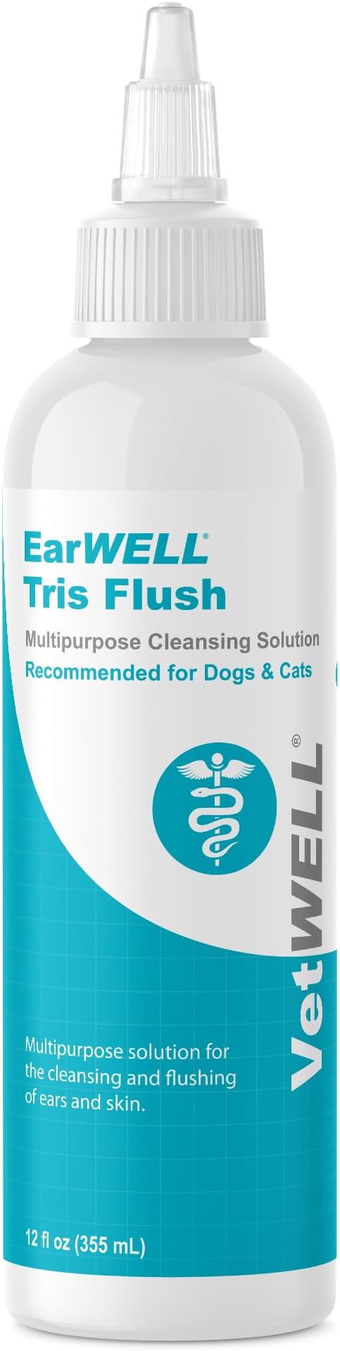VetWELL Dog Ear Cleaner Solution & Infection Treatment for Dogs & Cats, Tris Otic Cleanser Drops Helps Eliminate Odor and Relieve Infections - 12oz
