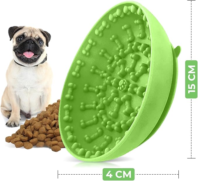 Lick Mat Bowl for Dog–Easy-to-Clean, Non-Slip Design BPA-Free Silicone Lick Mat–Great for Yogurt, or Peanut Butter–Fun Enrichment Slow Feeder & Interactive Dog Toy for Anxiety and Boredom Relief–Green