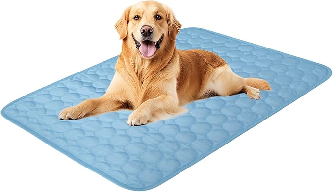 Dog Cooling Mat,2025 Upgrade Pet Cooling Mat for Dogs Cats,Summer Ice Silk Cool Mats & Sleeping Pad for Indoor or Outdoor,Perfect as Blanket for Kennel Sofa Bed Floor Car (Blue, Medium, 23.6"x19.3")