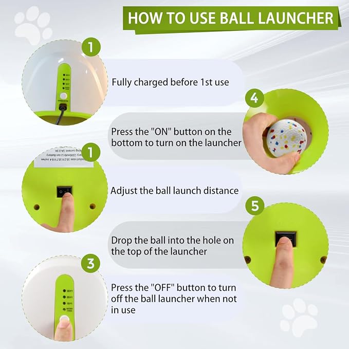 Automatic Ball Launcher for Dogs, Interactive Dog Ball Thrower with 12pcs 58mm ETPU Tennis Balls, 3 Range Modes, One Button Control, Support C-Type Charging