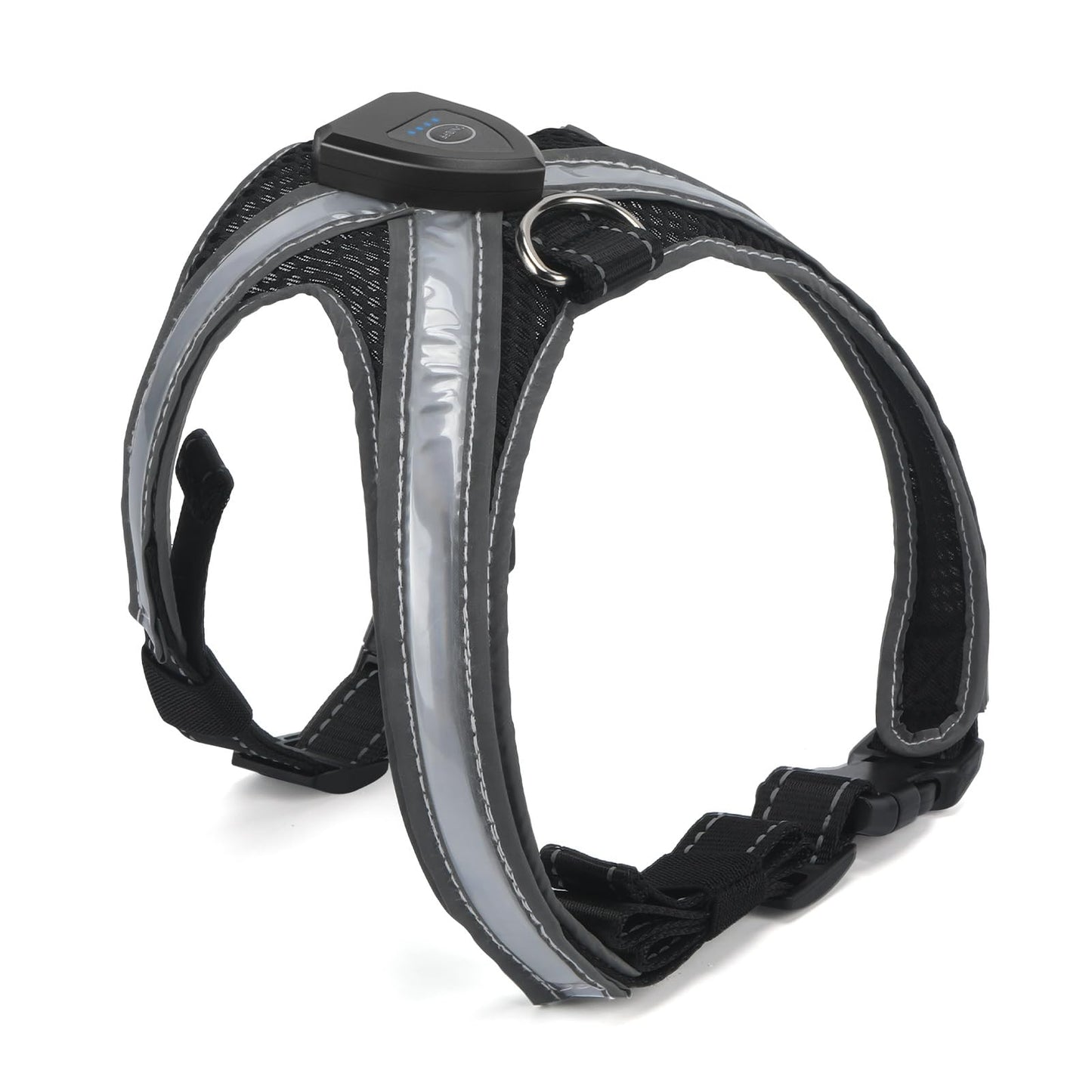 HDhqzm Light Up Dog Harness, LED Dog Harness-7 Lighting Modes, Rechargeable, Lightweight and Adjustable, Suitable for Small and Medium Dogs, Glowing Safety Vest for Nighttime Dog Walking