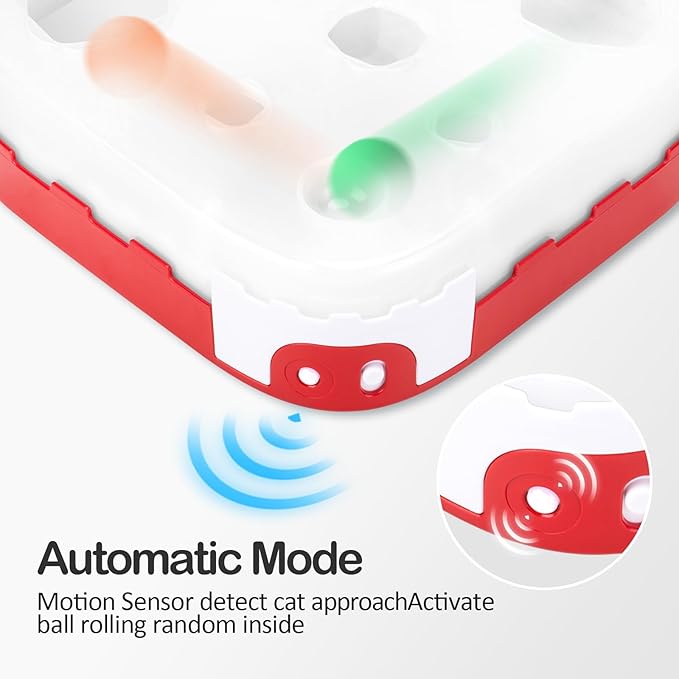 Migipaws 5-in-1 Interactive Cat Toy,Motion Activated Indoor Playset with Automatic Pop Bounce Cat Ball,Detachable Feather Wand, Rechargeable