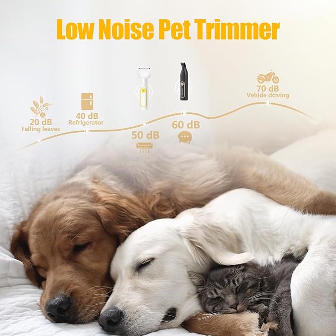 Dog Clippers Grooming Kit, 4-in-1 Low-Noise Dog Paw Trimmer, Shaver, Nail Trimmer and Nail Grinder 2025 New Electric Cordless Pet Grooming Kit