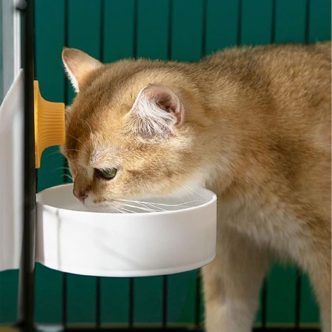 Pet Hanging Automatic Feeders Drinking Bowls 40oz, Auto Gravity Pet Feeding Water Set, Cage Pet Feeding Bowls Dispenser for Cats Dogs Puppy, Rabbit Hamsters Chinchilla Hedgehog (White-Food)