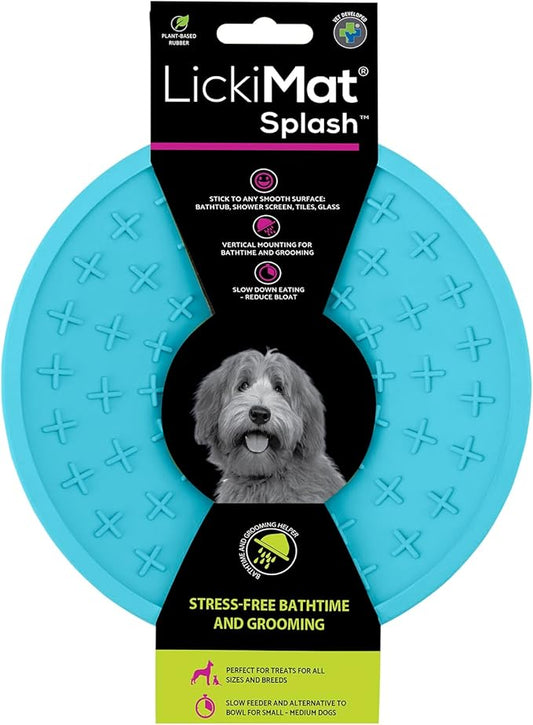 LickiMat Splash, Dog Slow Feeder Bowl Lick Mat, Boredom Anxiety Reducer, Sticks to Smooth Surface; Perfect for Food, Treats, Yogurt, or Peanut Butter. Fun Alternative to Slow Feed Dog Bowl, Turquoise