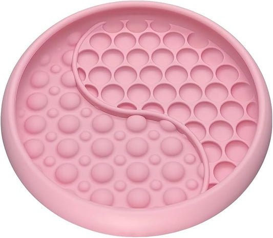 Lick Mat for Dogs, Silicone Slow Feeder Licking Mat with Non-Slip Suction Cups, Freeze-Friendly Lick Bowl for Enrichment Play, Anxiety Relief & Keeps Busy (6.0" x 1.0" Pink)