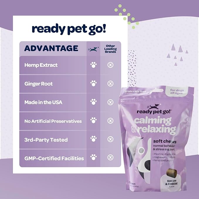 Calming Chews for Dogs | Herbal Dog Calming Chews for Anxiety from Normal and Occasional Stressors Including Separation Storms Grooming & Travel | NASC Certified & Made in The USA | 90 Count
