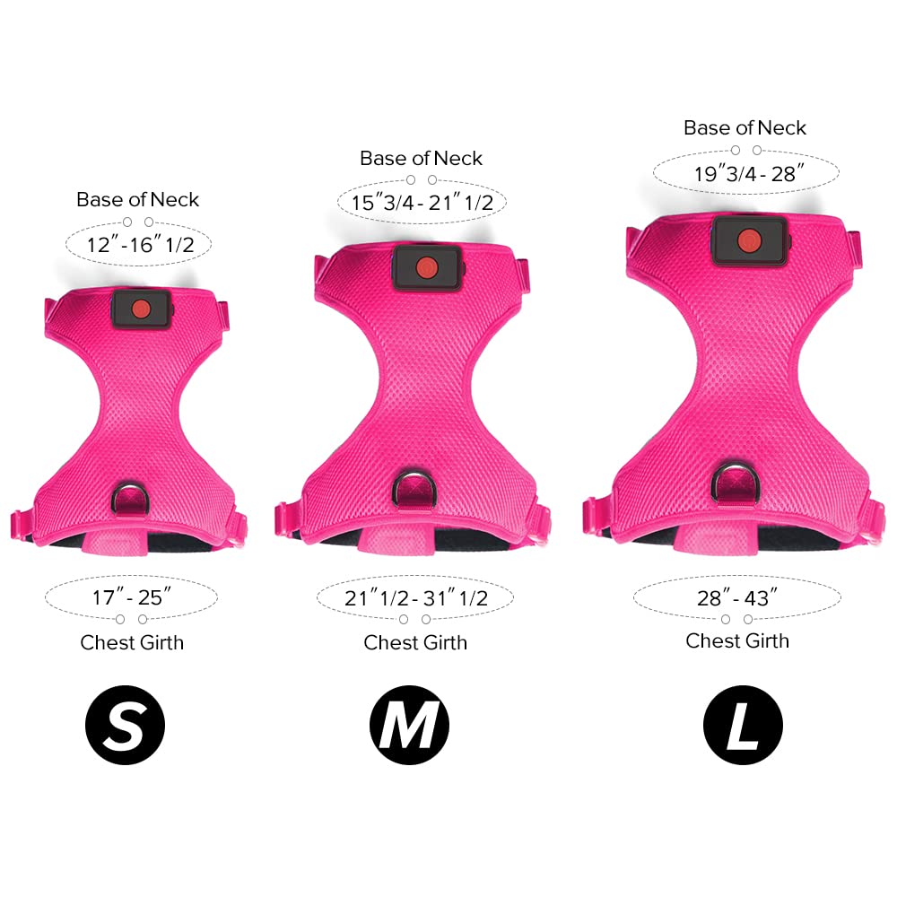 BSEEN LED Dog Harness, No Pull Light Up Dog Vest Rechargeable Lighted Pet Harness Safety Dog Lights for Night Walking (Rose Red, Medium)