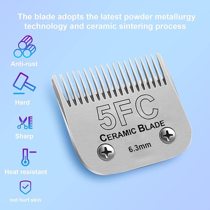 Size 10/7FC/5FC/4FC Detachable Pet Dog Grooming Clipper Ceramic Blades Set,Compatible with Andis,Oster A5,Wahl KM10 Series Clippers,Cut Length 1/16"(1.5mm) to 3/8"(9.5mm),4 Pack