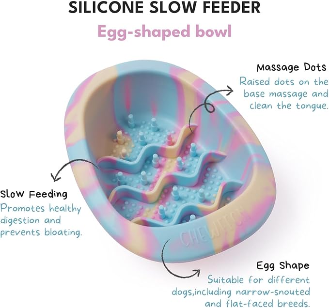 Interactive Dog&Cat Lick Mat Bowls, BPA-Free Silicone Dog Slow Feeder Bowl with Suction Cups, Non Slip Food Bowl for Dogs and Cats, Reduces Boredom and Anxiety, Dishwasher Safe, Rainbow Small