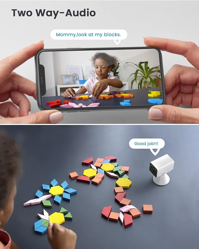 ieGeek Wireless Indoor Cameras for Home Security, Mini Battery WiFi Camera Indoor 1080P, 2-Way Audio, Motion Sensor Alarm, Phone APP, for House/Baby Monitor/Pet Camera,Compatible with Alexa, 2 Pack