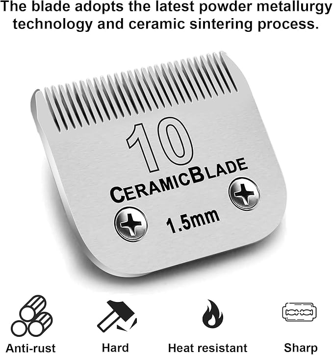 1Pack 10 Blade Dog Groomg Blades Compatible with Pet Clipper/Oster A5/Wahl KM Series Dog Clipper,Ceramic Blade & Stainless Steel Blade
