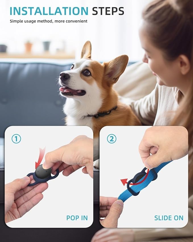 VB GPS Tracker for Dogs (1 Pack), Mini GPS Cat Tracker, Smart Pet Activity Tracker (iOS Only), No Monthly Fee, Compatible with Apple Find My, Anti-Lost, Finder Tag