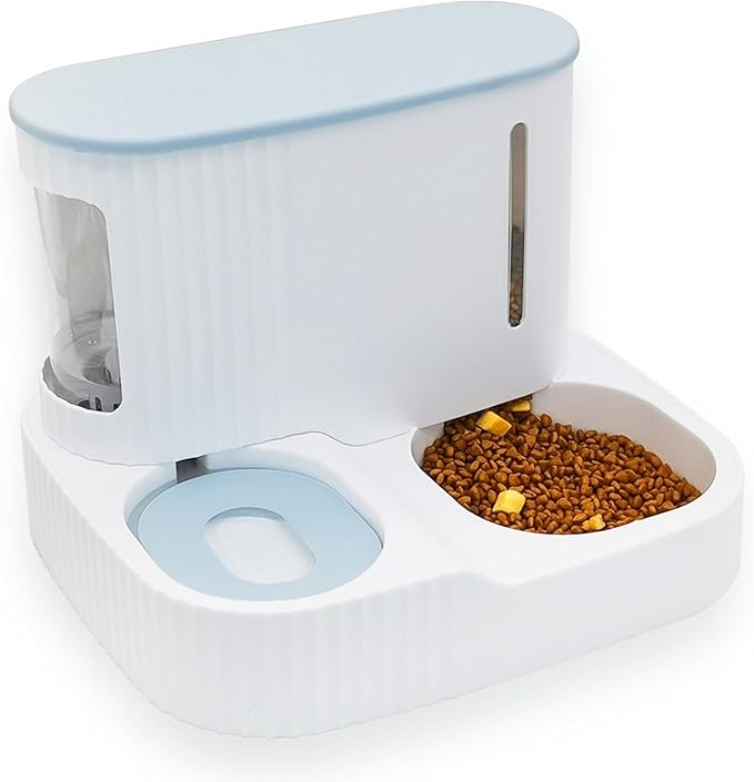 Kathson 2 in 1 Auto Cat Feeder and Waterer, Gravity Pet Feeder for Dry Food, Indoor/Outdoor Cats (Green)