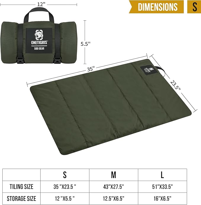 ONETIGRIS Large Dog Bed Washable Matteress Anti Slip Cushion for Pets Sleeping, 3.6ft by 2.2ft Water-Resistant Pet Bed for Indoor Outdoor(Green,S)