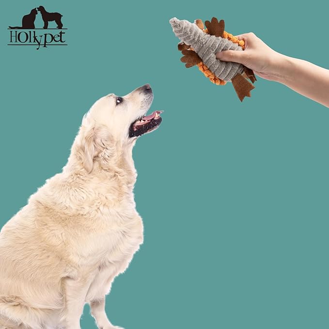 Hollypet Plush Dog Squeaky Toy Stuffed Armadillo Animal Pet Puppy Chew Toys with Clean Teeth for Small Medium Large All Breed Sizes Dogs, Orange,6 in